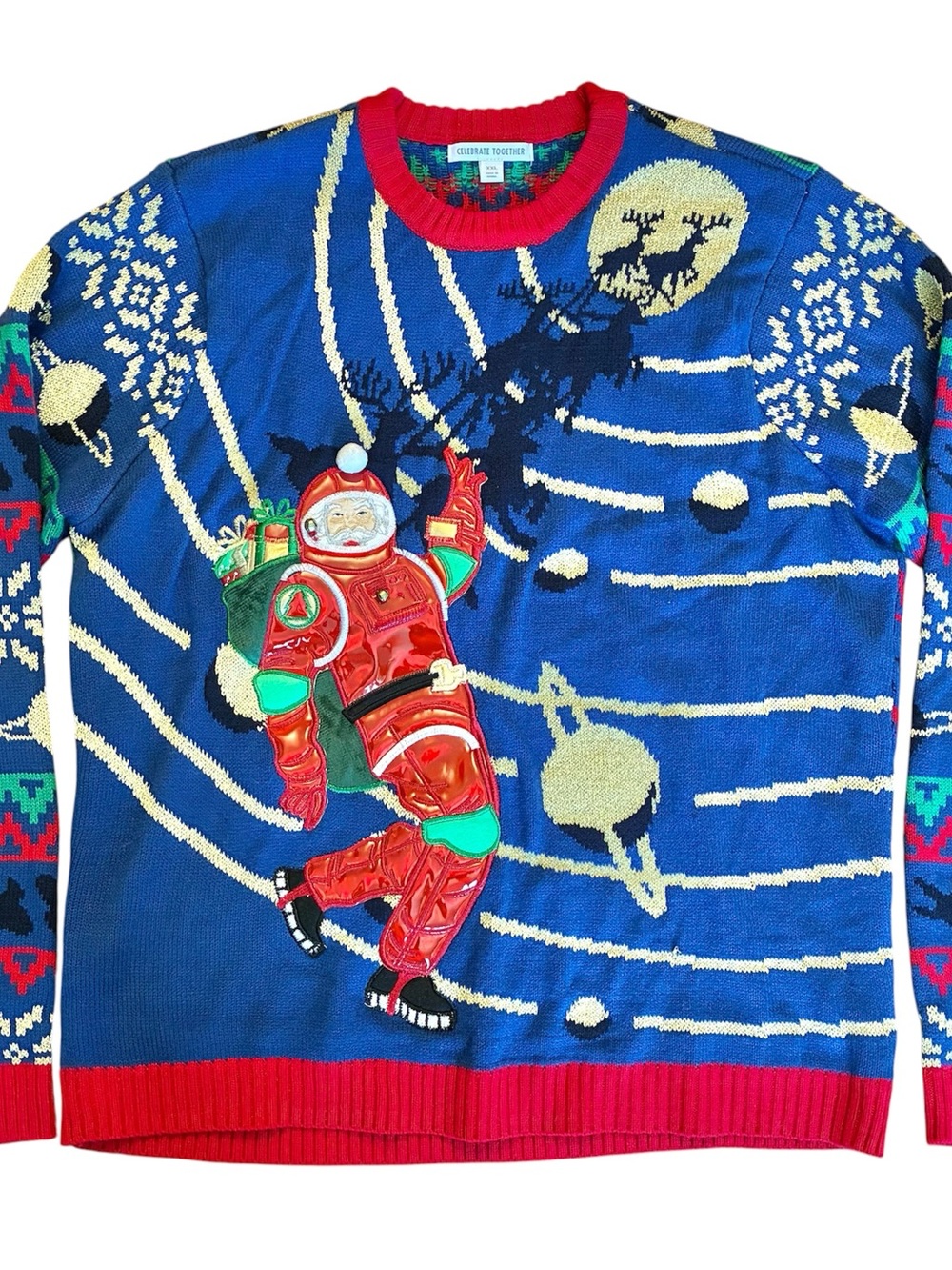 Space Santa Ugly Christmas Sweater XXL Moonwalk Celebrate Together